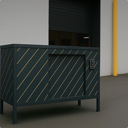 Vandalismusresistente und wetterfeste intelligente Paketbox mit UV-C-Desinfektion und IoT-Integration